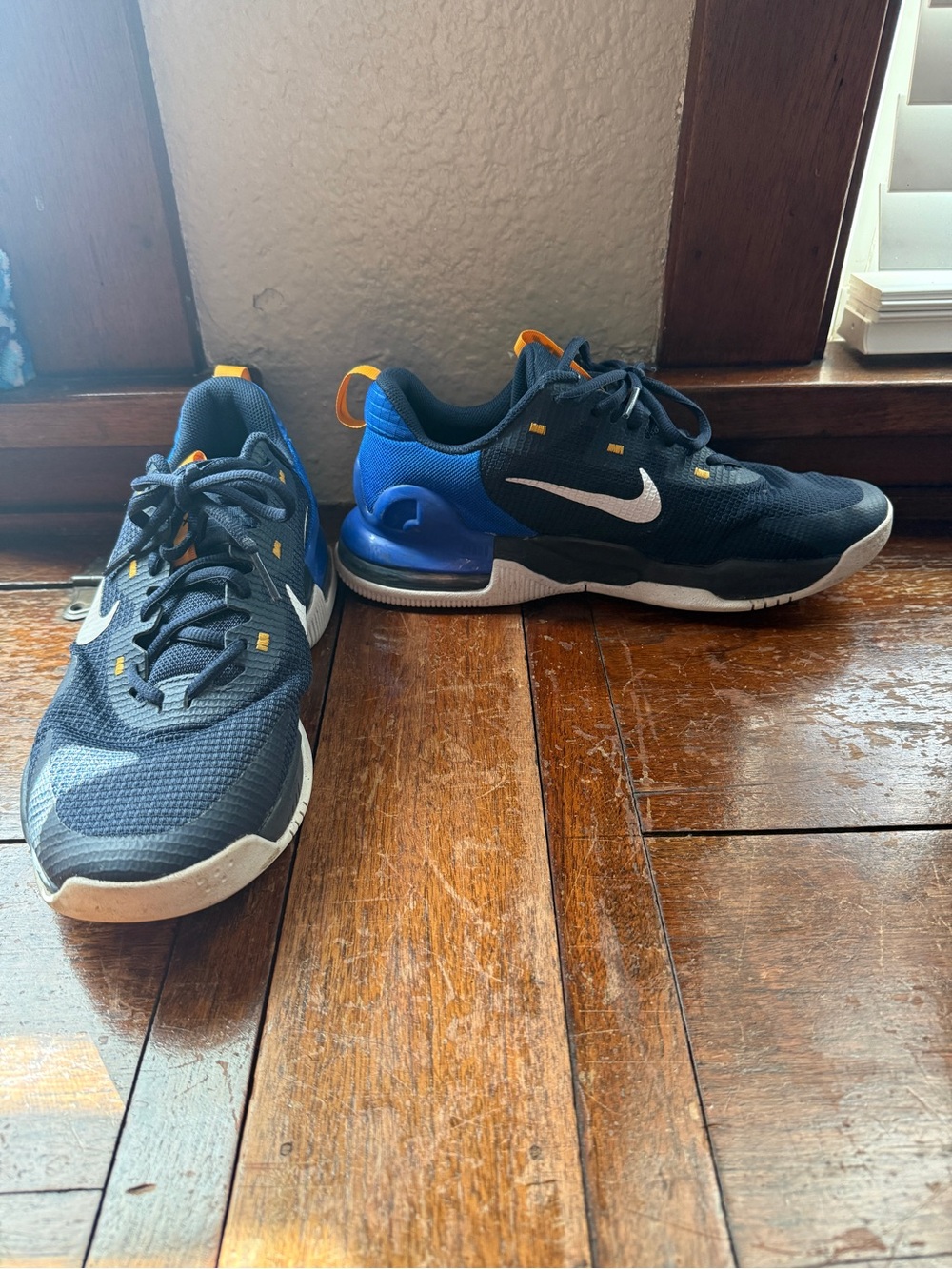 Nike Men's Black and Blue Low-Top Sneakers with White Swoosh